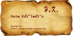 Halm Kálmán névjegykártya